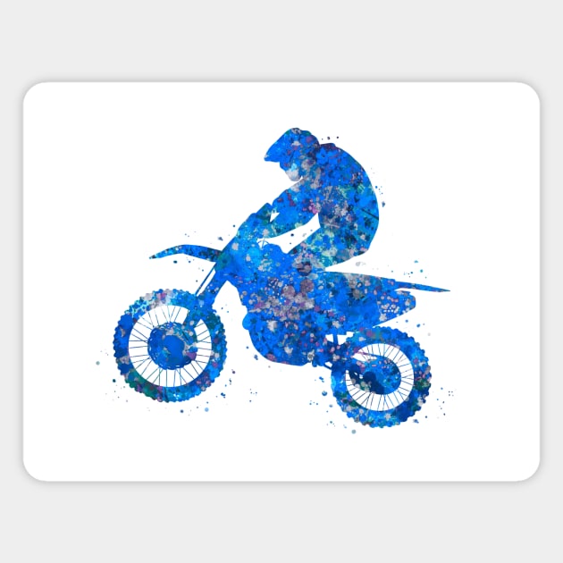 Motocross dirt bike blue art Magnet by Yahya Art